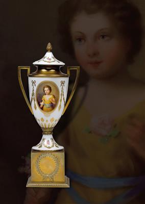 A covered vase with a portrait of Franz, Duke of the Reichstadt (Napoleon II), - Rekvizity z císařského dvora