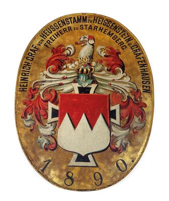 Deutscher Ritterorden - Aufschwörschild des Heinrich Graf von Heussenstamm zu Heissenstein und Grafenhausen, - Kaiserhaus und Historika