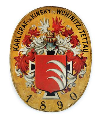 Teutonic Order - oath shield of Count Karl Kinsky of Wchinitz and Tettau, 1890, - Casa Imperiale e oggetti d'epoca