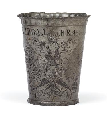 Emperor Francis Joseph I of Austria – a foot-washing beaker 1901, - Casa Imperiale e oggetti d'epoca