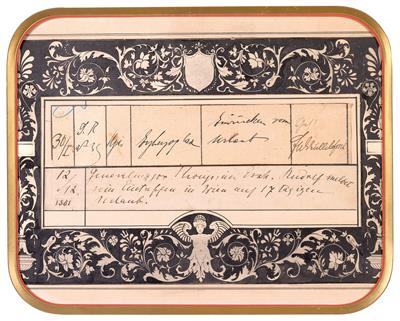 Crown Prince Rudolf and Archduke Charles (Emperor Charles I) - 2 autographs from a military registry, - Imperial Court Memorabilia and Historical Objects