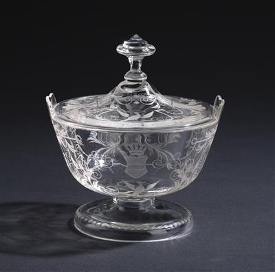 19th Century Austrian Cut Glass Punch Bowl with Lid