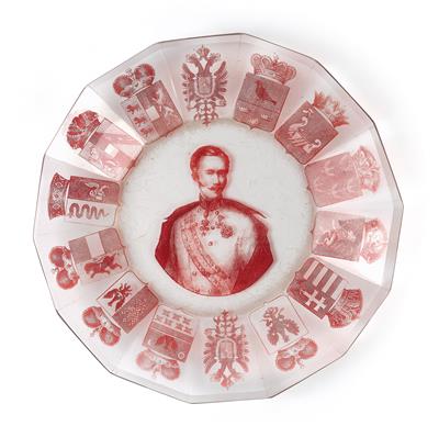 Patriotic plate of Emperor Francis Joseph I, - Casa Imperiale e oggetti d'epoca