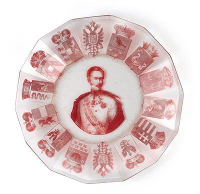 Patriotic plate of Emperor Francis Joseph I, - Imperial Court Memorabilia and Historical Objects