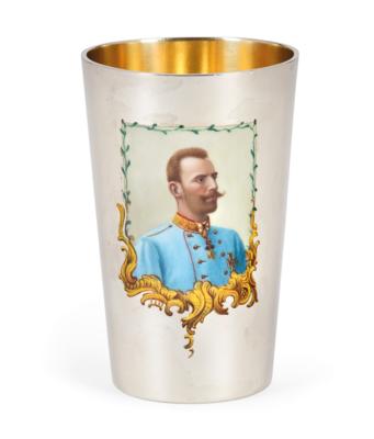 Beaker with enamel portrait of Archduke Eugen, - Casa Imperiale e oggetti d'epoca