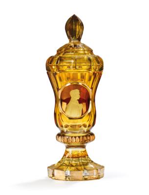 A covered goblet with a portrait of Prince Carl zu Schwarzenberg, - Imperial Court Memorabilia & Historical Objects