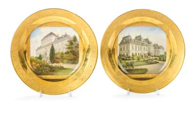 Prince and Princess Gottfried Hohenlohe and Count and Countess Larisch - two plates, - Rekvizity z císařského dvora