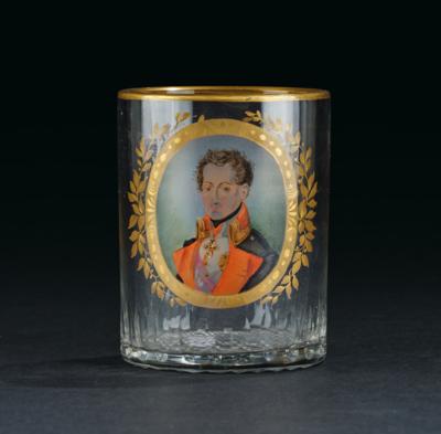 Glass with a portrait of Field Marshal Archduke Charles, - Imperial Court Memorabilia & Historical Objects