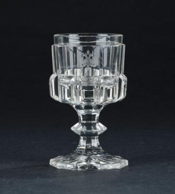 Imperial Austrian Court - a bordeaux glass from the “Prismenschliffservice”, - Rekvizity z císařského dvora