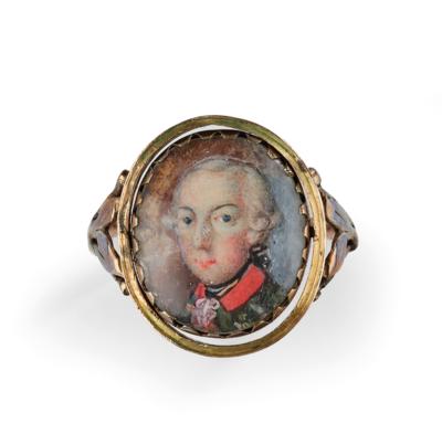 Ring mit Porträtminiaturen Kaiser Joseph II. und Kaiserin Maria Theresia, - Kaiserhaus & Historika