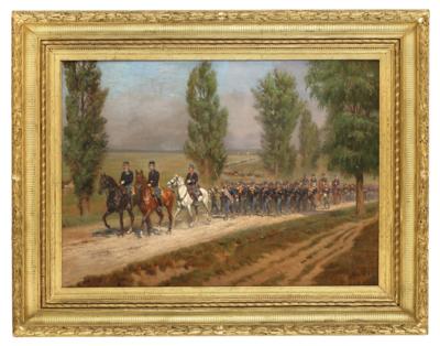 Alexander Pock (Znaim 1871-1950 Wien) - Ausmarsch eines k. u. k. Infanterie Regiments, - Kaiserhaus & Historika