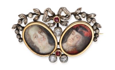 Brooch with portrait of Emperor Francis I Stephan and Empress Maria Theresa, - Imperial Court Memorabilia & Historical Objects