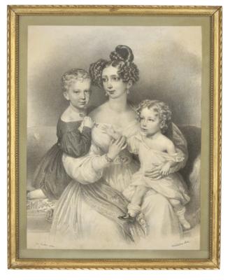 Archduchess Sophie with her children Archduke Francis Joseph and Archduke Maximilian, - Casa Imperiale e oggetti d'epoca