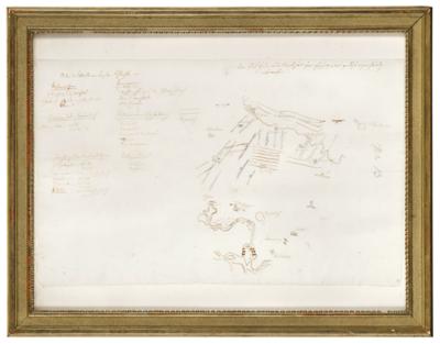 Field Marshal Archduke Charles - a sketch in his own hand of the Battle of Wagram on 5/6 July 1809, - Rekvizity z císařského dvora