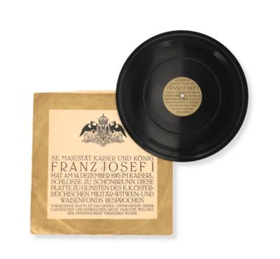 Emperor Francis Joseph I - a gramophone record, - Imperial Court Memorabilia & Historical Objects