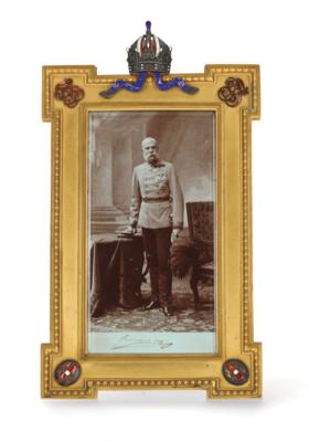 Emperor Francis Joseph I of Austria - presentation portrait with gift frame, - Rekvizity z císařského dvora