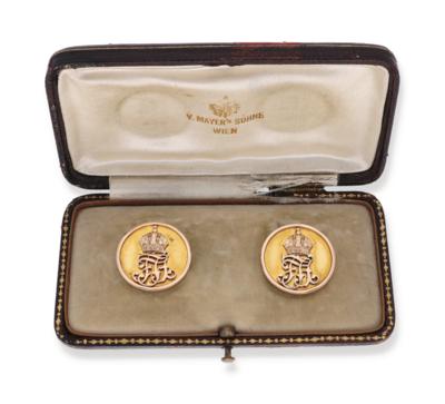 Emperor Francis Joseph I of Austria - gift cufflinks, - Rekvizity z císařského dvora