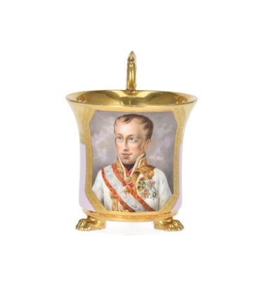 Porcelain cup with portrait of Emperor Ferdinand I, - Rekvizity z císařského dvora