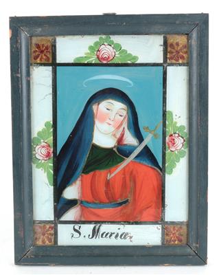 Hinterglasbild, S. Maria, - Folk art and sculptures