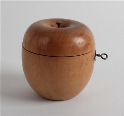 Gedrechselte Teedose in Form eines Apfels, - Arte popolare e sculture