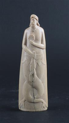 Rückenstück einer Tabakraspel oder Muskatnussreibe mit Darstellung des Neptun, - Folk art and sculptures