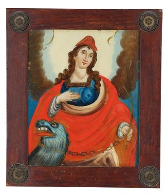 Hinterglasbild, Hl. Margareta von Antiochia, - Starožitnosti