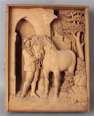 Sebastian Steiner (1836-1896) zugeschrieben, Relief Mann mit Pferd, - Works of Art