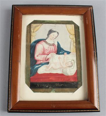 Pergamentbild Sancta Maria, - Volkskunst, Skulpturen und Fayencen