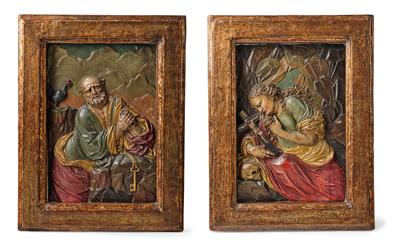 Paar Reliefe, Hl. Petrus und Hl. Maria Magdalena, - Antiquariato