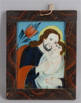 Hinterglasbild Hl. Joseph mit Jesuskind, - Works of Art
