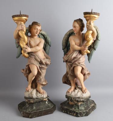 Paar Leuchterengel, - Arte popolare e religiosa, sculture e maioliche