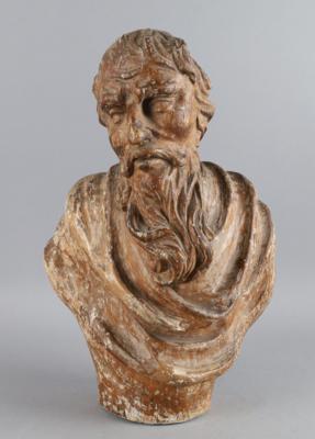 Barocke Büste eines bärtigen Mannes, - Volkskunst, Skulpturen, Fayencen und Weihnachtskrippen