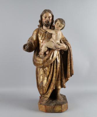 Hl. Joseph mit dem Jesuskind, - Volkskunst, Skulpturen, Fayencen und Weihnachtskrippen