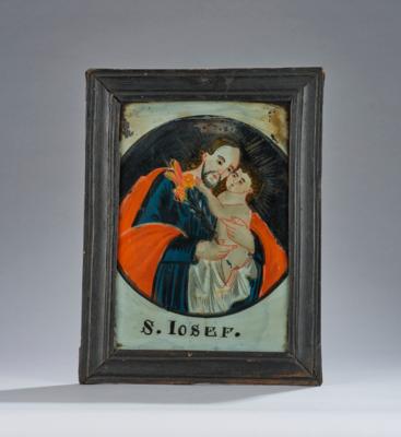 Hinterglasbild, Außergefild -S. Josef, - Starožitnosti, lidové umění, skulptura a fajáns