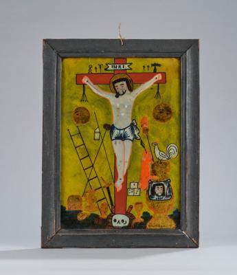 Hinterglasbild, Sandl - Christus am Kreuz, - Arte popolare e religiosa, sculture e maioliche