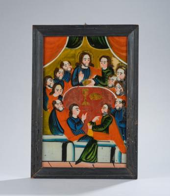 Hinterglasbild, Sandl - letztes Abendmahl, - Arte popolare e religiosa, sculture e maioliche