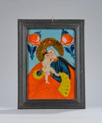 Hinterglasbild, Sandl - Maria Hilf Madonna, - Arte popolare e religiosa, sculture e maioliche