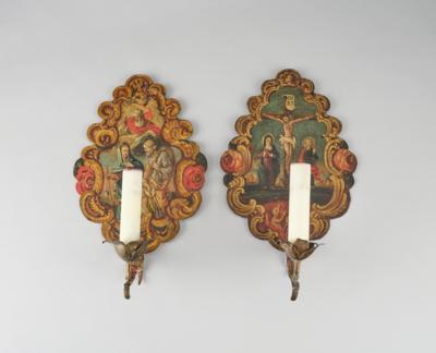 Paar Appliken aus Spitzen von barocken Vortragestangen, - Arte popolare e religiosa, sculture e maioliche