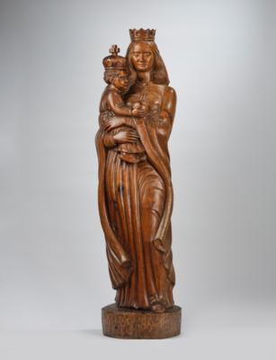 Große Madonna mit Kind, - Volkskunst, Skulpturen & Fayencen