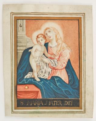 Großformatiges Andachtsbild mit Maria als Mutter Gottes, 18. Jh., - Arte popolare e religiosa, sculture e maioliche
