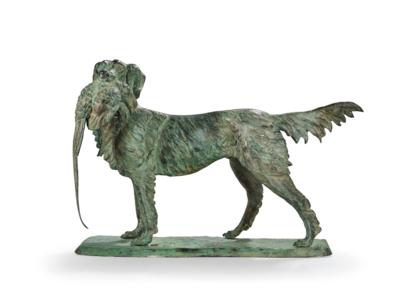 Jagdhund mit Fasan, - Arte popolare e religiosa, sculture e maioliche