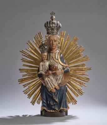 Mariazeller Gnadenmadonna mit barocken Silberkronen, - Arte popolare e religiosa, sculture e maioliche