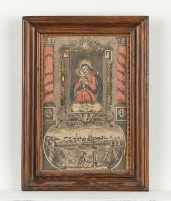 Spickelbild mit Gnadenbild der Maria Hilf Madonna, - Folk Art, Sculptures & Faiences