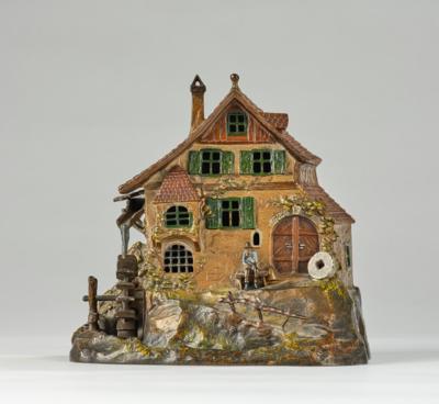 Wiener Bronze - Mühle mit Spielwerk, - Volkskunst, Fayencen, Skulpturen, Metallarbeiten und Varia