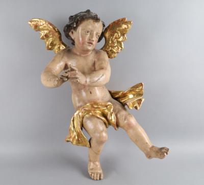 Fliegender Putto, - Volkskunst, Skulpturen und Fayencen