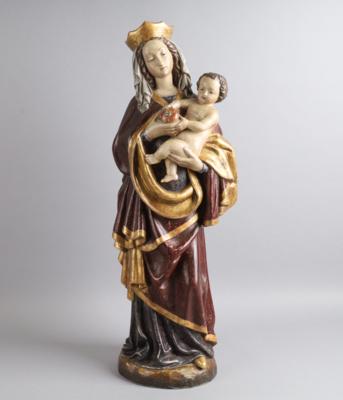 Madonna mit Kind, - Volkskunst, Skulpturen und Fayencen