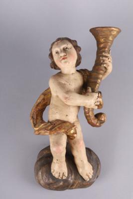 Putto mit Füllhorn auf Wolke, - Antiquariato