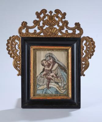 Collagebild Maria Hilf Madonna, 19. Jh., - Starožitnosti, lidové umění, skulptura a fajáns