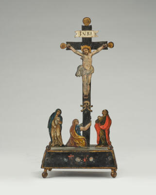 Eisenblech- Standkreuz, Ende 18./Anfang 19. Jh., - Arte popolare e religiosa, sculture e maioliche