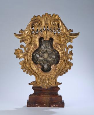 Große Klosterarbeit in barockem Rahmen, 18. Jh., - Arte popolare e religiosa, sculture e maioliche